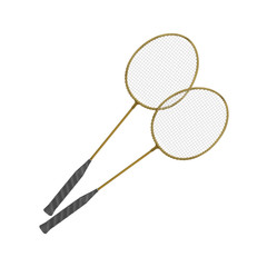 Vector Badminton Rackets Isolated on White