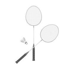 Vector Badminton Rackets with Shuttlecock Isolated