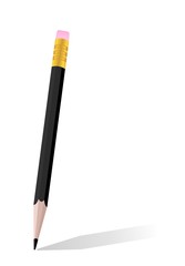 Realistic illustration of single black pencil