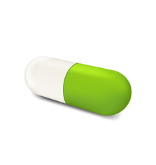 Three-dimensional herbal pill isolated on white background