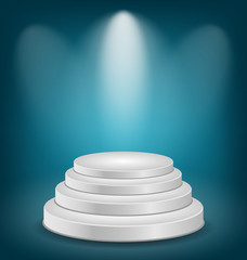 Empty white podium with light