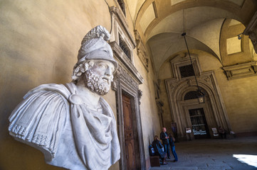 Bust of the Greek warrior in the Pitti Palace - Florence, Italy