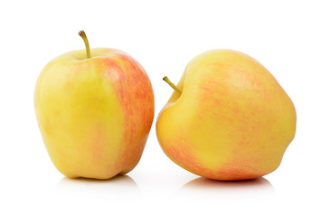 yellow apple on white background