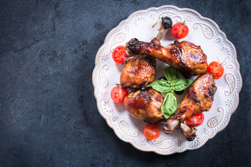 Plate with chicken meat