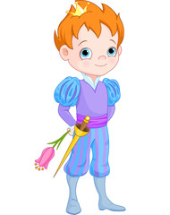 Cute Little Prince Holds Flower