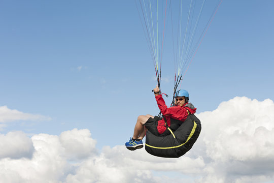 Paraglider up in the air