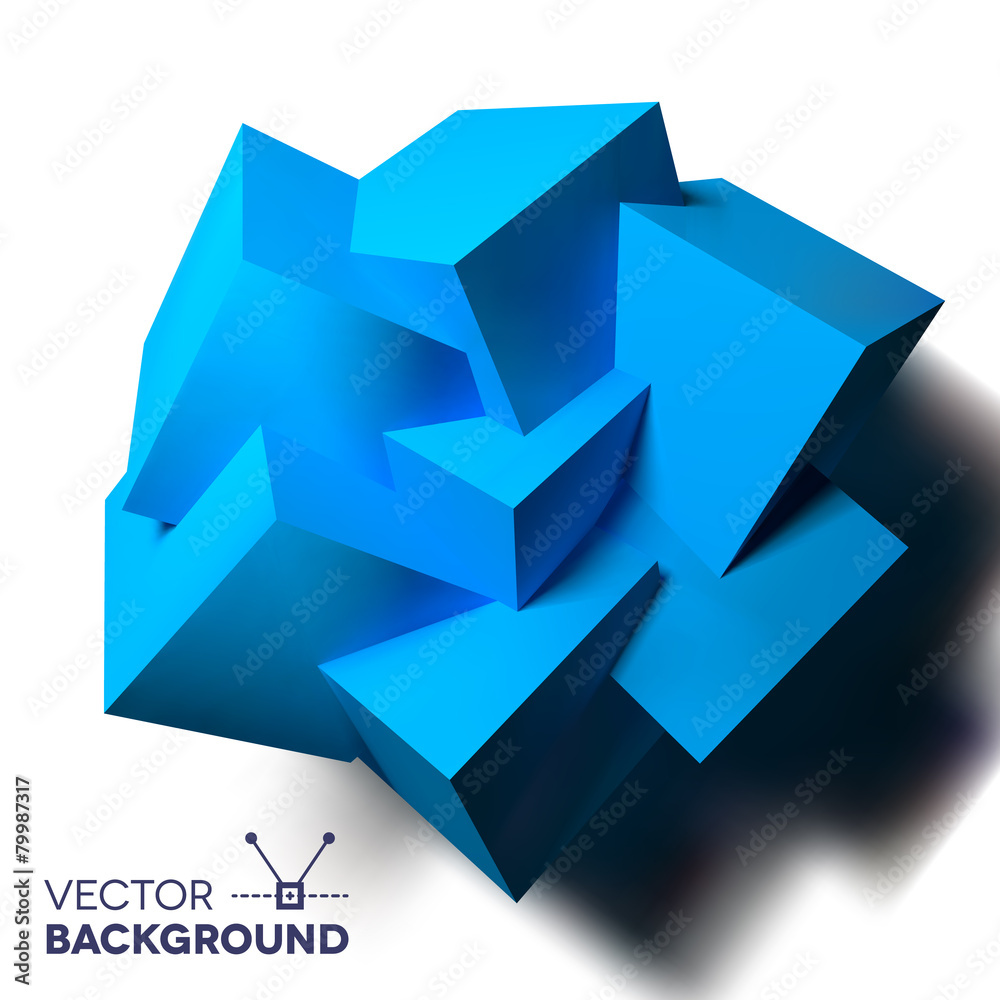 Poster Abstract background with overlapping blue cubes