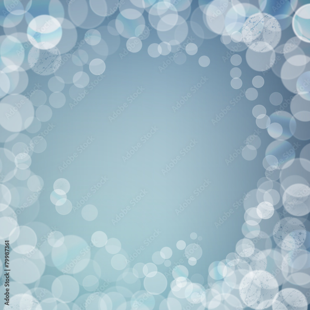 Poster Abstract bokeh sparkles frame on blurred background