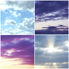 Collage of beautiful sky with clouds