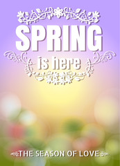 Spring Is Here Typographical Background blur vector format eps 1