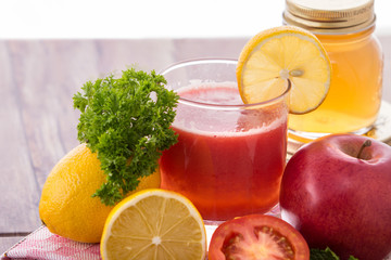 Tomato, Apple, lemon smoothies