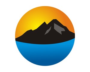 Fototapeta na wymiar mountain sunset icon logo