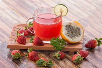 Passion fruit and strawberry smoothies