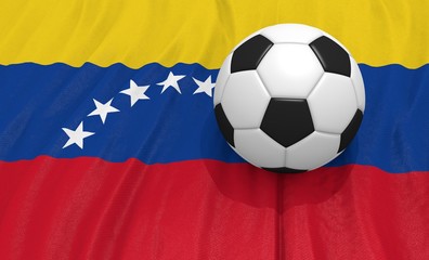 Naklejka premium 3d illustration of a soccer ball on the flag of Venezuela