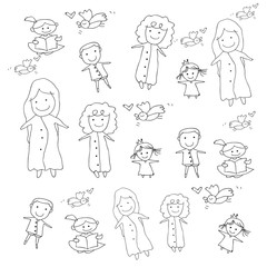 hand drawing cartoon concept happy people