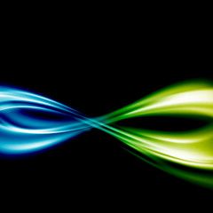 Blue to green fusion swoosh line infinity symbol