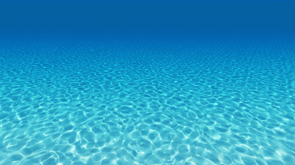 Sandy bottom, blue and surface underwater. 3d render