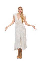 Naklejka premium Woman in dress in fashion dress isolated on white