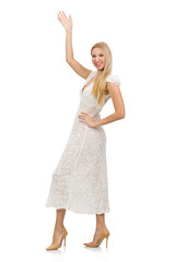 Woman in dress in fashion dress isolated on white
