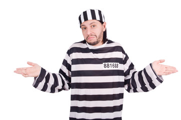 Prison inmate isolated on the white background