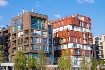 New apartment houses in the Hafencity in Hamburg
