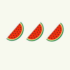 Watermelon slice in a row set Flat Summer background Isolated