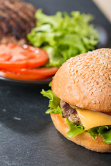 Closeup of classic burger
