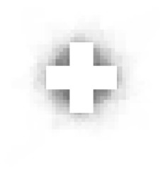 white cross with pixel shadow over white