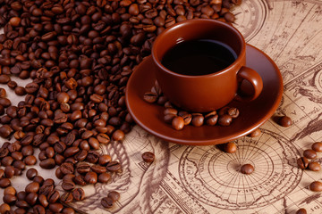 Coffe cup and beans