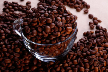 Coffe beans in glass cup