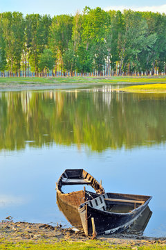 Traditional boat  in the danube river