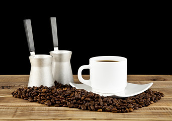 cup of coffee with grains