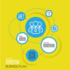 yellow template of business plan with icons