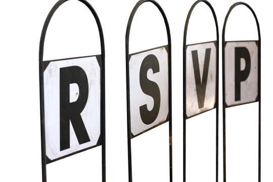 signpost with letters spelling rsvp respondez s'il vous plait
