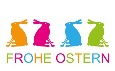 Osterkarte Abbildung Hasen seitlich Frohe Ostern