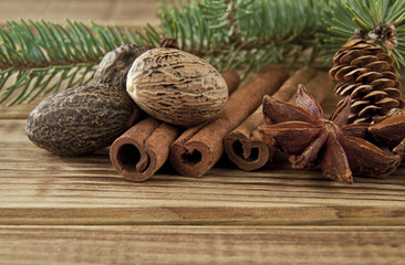 branches of fir-tree and seasoning