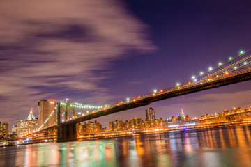 Fototapeta premium Night panorama of Manhattan in New York, USA