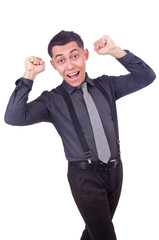 A young man wearing suit isolated on white