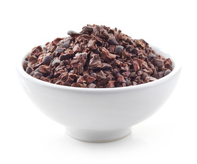 bowl of crushed cocoa beans