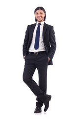 Fototapeta premium Young businessman isolated on the white background