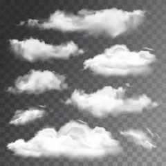Foto op Canvas Set of transparent realistic clouds. Vector illustration © oasis15