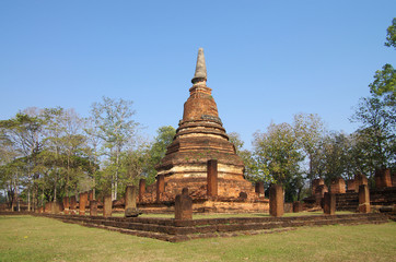 Fototapeta na wymiar The Wat Phra That in Kamphaeng Phet, Thailand