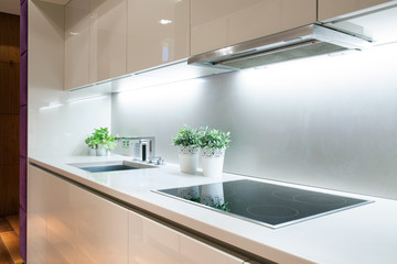 Fototapeta na wymiar Modern kitchen with induction hob
