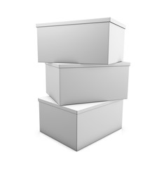 Three white boxes