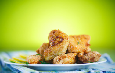 chicken fried in batter with dill