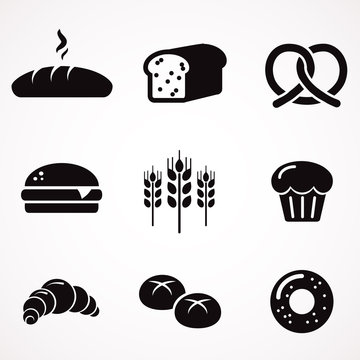 Bread icon set. Vector art.