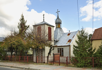 Fototapeta na wymiar Church of St. Michael the Archangel in Koden. Poland