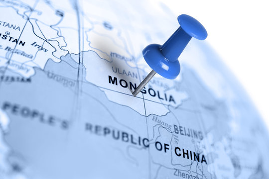 Location Mongolia. Blue pin on the map.