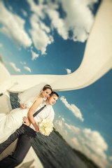 Beautiful bride on the yacht