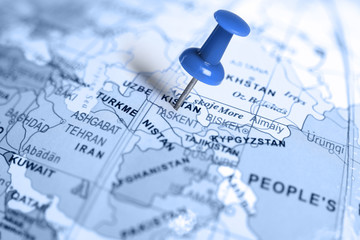 Location Uzbekistan. Blue pin on the map.